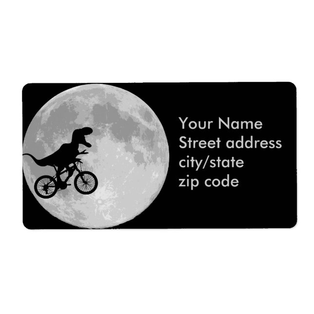 Etiqueta Bicicleta Dinosaurio y Luna (Frente)