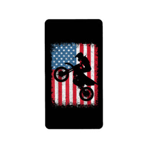 Etiqueta Bicicleta Sucia Bandera Estadounidense Motocross B