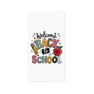 Etiqueta Bienvenido de nuevo a la escuela maestro estudiant