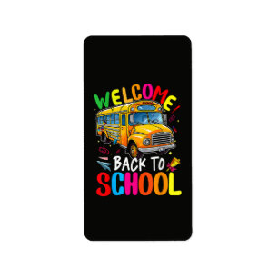 Etiqueta Bienvenido de vuelta al autobús escolar 1er día de
