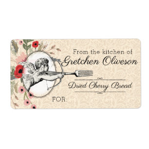Etiqueta Bifurcación del cupid del vintage de la cocina de
