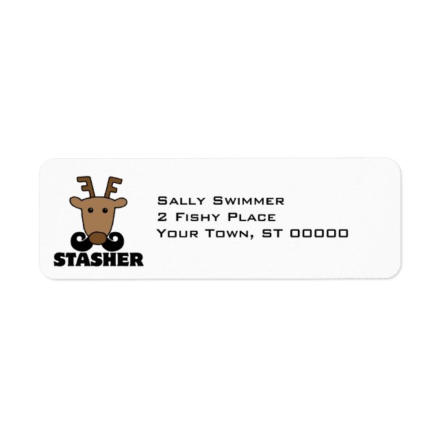 Etiqueta bigote divertido de reno stasher (Frente)