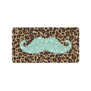 Etiqueta Bigote y estampado de animales verdes verde