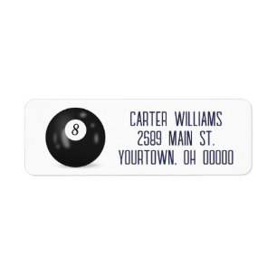 Etiqueta Billiards Eight Ball On White
