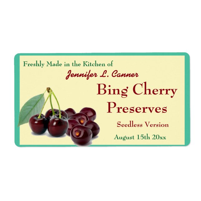 Etiqueta Bing Cherry Jam o Preserve II Canning Jar (Frente)