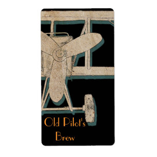 Etiqueta Biplano del vintage - el brew del viejo piloto