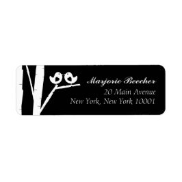 Etiqueta Birch Tree Birds Address Labels Black