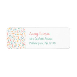 Etiqueta Birday Confetti Colorful Cute Return Address