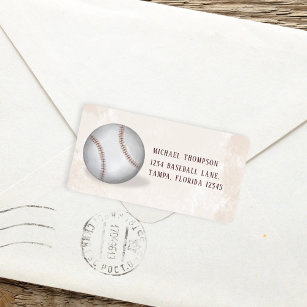 Etiqueta Birday Vintage Baseball All Star Return Address