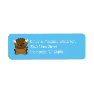 Etiqueta Bison Buffalo Baby Shower Blue