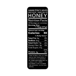 Etiqueta Black 2021 Nutrition Honey Return Address Label