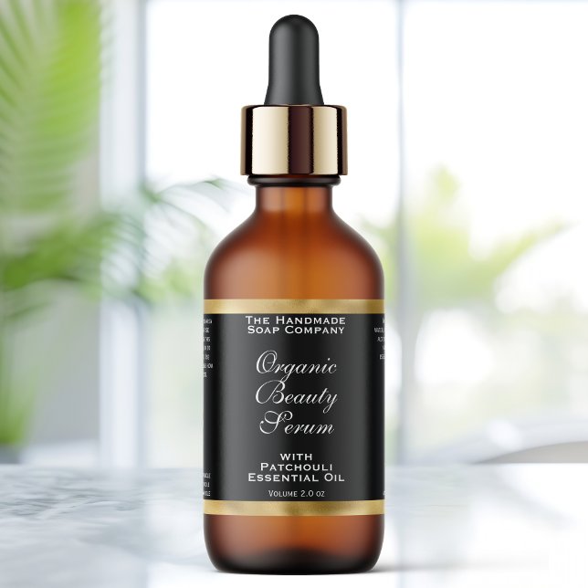Etiqueta Black and Gold Cosmetics Dropper Bottle Label (Subido por el creador)