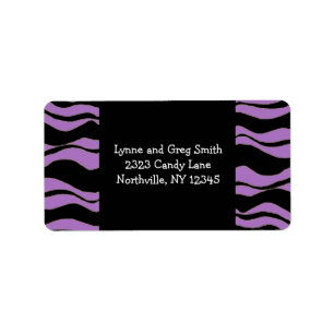 Etiqueta Black and Purple Zebra Pattern