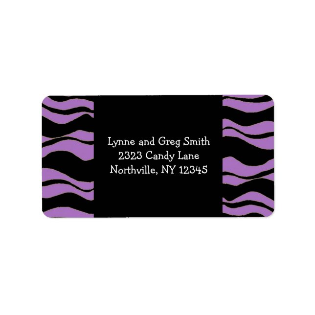 Etiqueta Black and Purple Zebra Pattern (Frente)