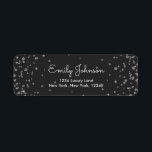 Etiqueta Black and Silver Foil Confetti Birthday<br><div class="desc">Black and Faux Silver Foil Confetti Wedding, Bridal Shower or Birthday Party Return Address Labels. These Black and Silver Confetti Birthday Party Return Address Labels can be customized to include your initial and first name. These Baby Shower, Bridal Shower, Bachelorette Party by Mail, Wedding or Delay the Date Return Address...</div>