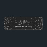 Etiqueta Black and Silver Foil Confetti Birthday<br><div class="desc">Black and Faux Silver Foil Confetti Wedding, Bridal Shower or Birthday Party Return Address Labels. These Black and Silver Confetti Birthday Party Return Address Labels can be customized to include your initial and first name. These Baby Shower, Bridal Shower, Bachelorette Party by Mail, Wedding or Delay the Date Return Address...</div>