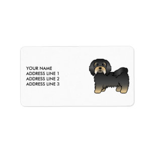 Etiqueta Black And Tan Havanese Cute Cartog Dog & Text