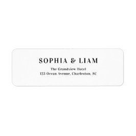 Etiqueta Black and White Minimalist Script Wedding Address