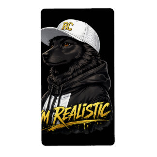 Etiqueta Black Anime Dog Streetwear Art | I'm Realistic