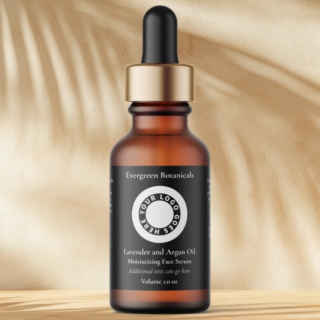 Etiqueta Black cosmetics dropper bottle label with logo (Subido por el creador)