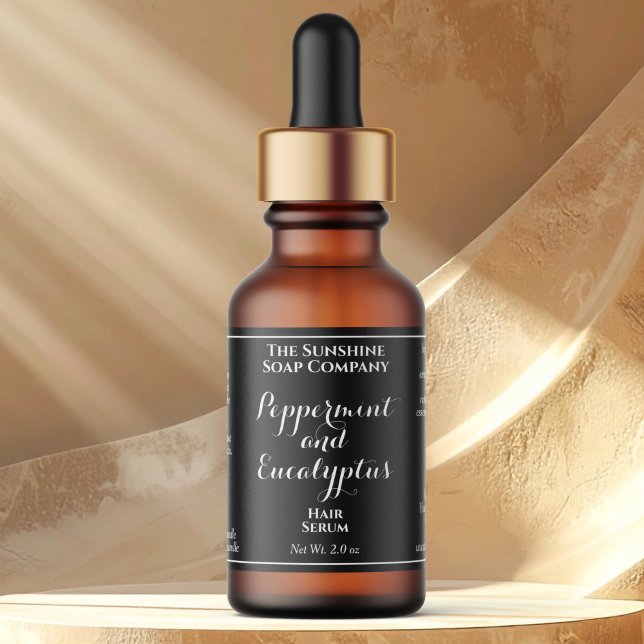 Etiqueta Black curly text cosmetics dropper bottle label  (Subido por el creador)
