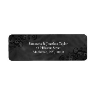 Etiqueta Black Floral Chalkboard Small Return Address Label