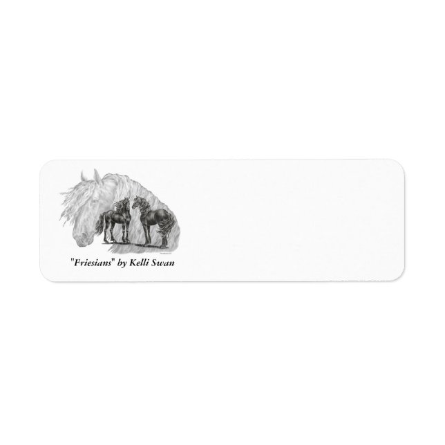 Etiqueta Black Friesian Horses Manes Tails (Frente)