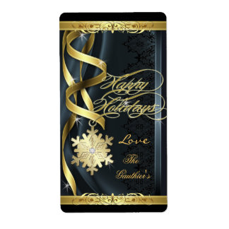 Etiqueta Black Gild Snowflake Dreams Holiday Wine Label
