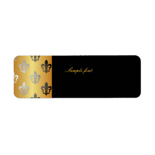 Etiqueta Black Gold Fleur de lis en oro