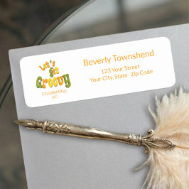 Etiqueta Black Gold Groovy 60th Birthday Return Address