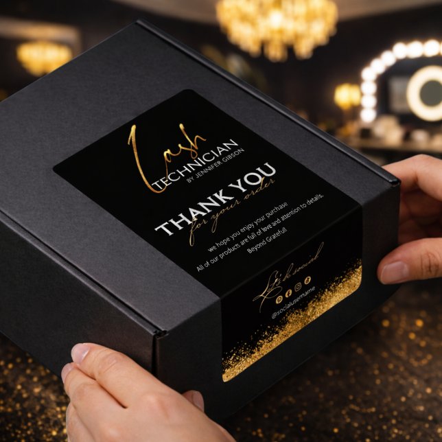 Etiqueta Black & Gold Lash Tech Seal Label | Luxury Beauty  (Subido por el creador)