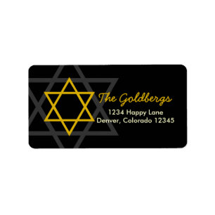 Etiqueta Black Gold Star of David Return Address