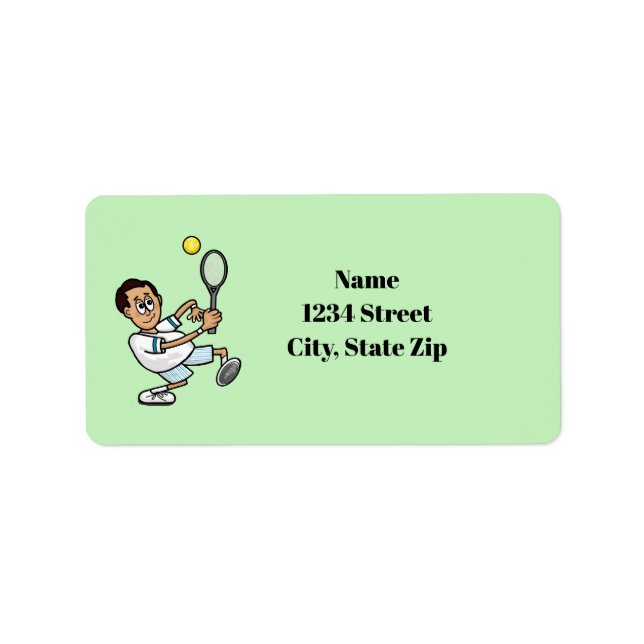 Etiqueta Black hair male tennis player address labels (Frente)