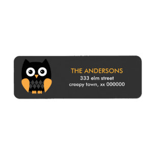 Etiqueta Black Halloween Owl Halloween Labels