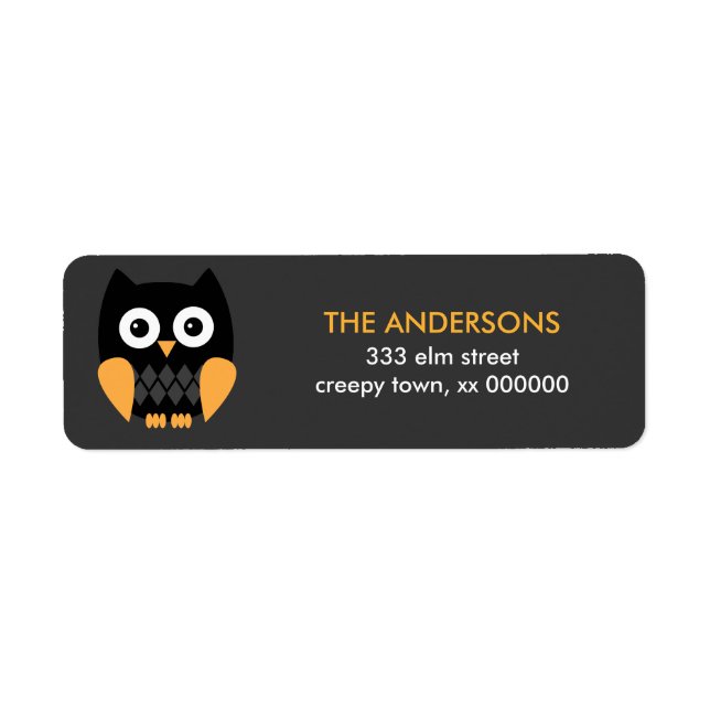 Etiqueta Black Halloween Owl Halloween Labels (Frente)
