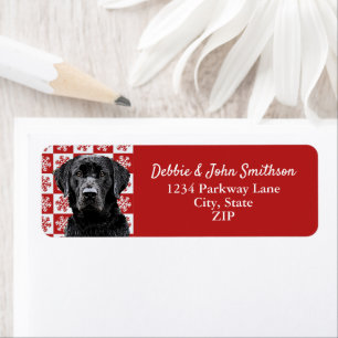 Etiqueta Black Lab Dog Return Address Animal Navidades
