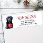 Etiqueta Black Lab Merry Christmas Red Labrador Cute Dote<br><div class="desc">Envía saludos Feliz Navidad con estas adorables etiquetas de dirección Black Labrador Merry Christmas. Personalice su nombre y dirección de familia. Esta etiqueta de navidades de labrador negro... será favorita entre los amantes del labrador. Visite nuestra colección para ver tarjetas de navidades negros de laboratorio, decoración y regalos. DERECHOS RESERVADOS...</div>