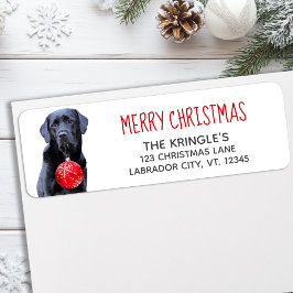 Etiqueta Black Lab Merry Christmas Red Labrador Cute Dote