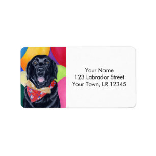 Etiqueta Black Labrador Happy Birthay Painting