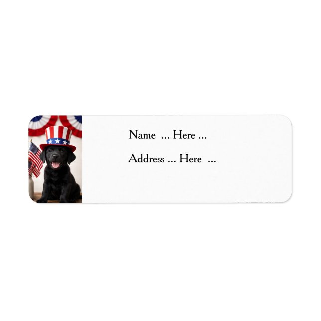 Etiqueta Black Labrador Puppy Patriotic Summer PartyCustom (Frente)