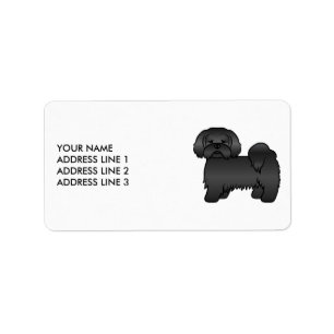 Etiqueta Black Lhasa Apso Cute Cartog Perro y Personalizado