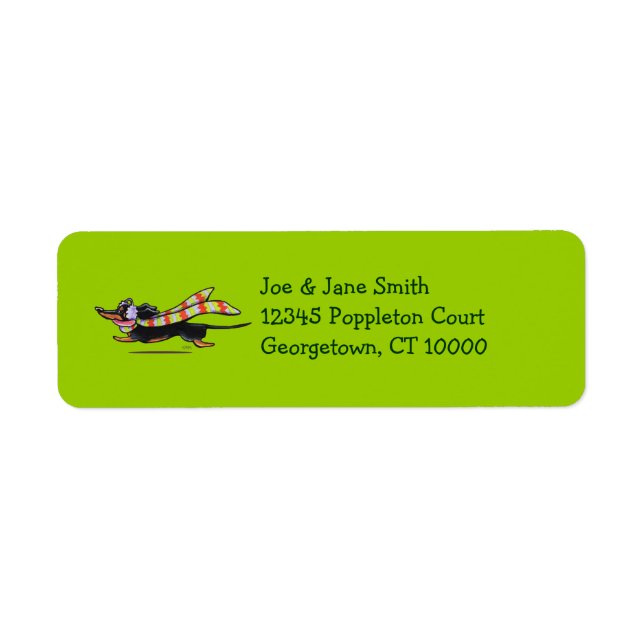 Etiqueta Black Tan Dachshund Cute Winter (Frente)