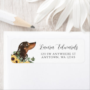 Etiqueta Black Tan Dachshund Sunflower Eucalyptus