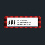 Etiqueta Black Trees Red Flannel Christmas Return Address<br><div class="desc">Simple and stylish, these Rustic Country Black Trees with Red and Black Flannel Pattern return address labels are the perfect way to send warm wishes and tidings of comfort and joy to friends and family this winter holiday season. The black typography can be customized to fit your family name and...</div>