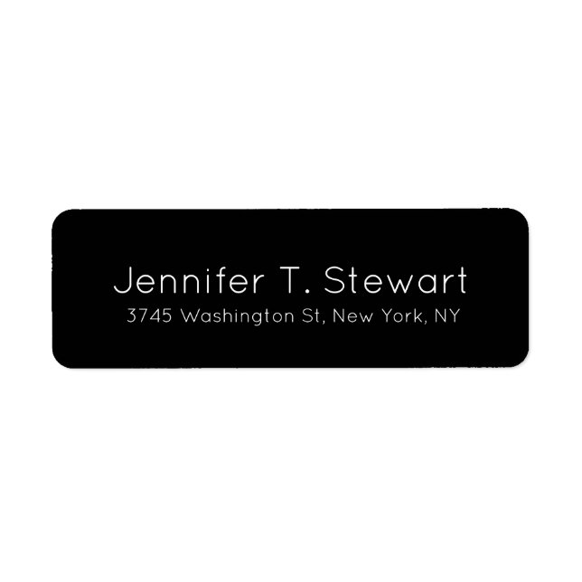 Etiqueta Black Trendy Modern Profesional Elegante Plain (Frente)