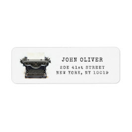 Etiqueta Black vintage Typewriter return address Label