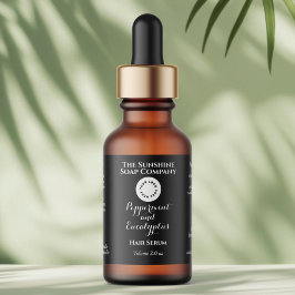 Etiqueta Black w curly text and logo dropper bottle label