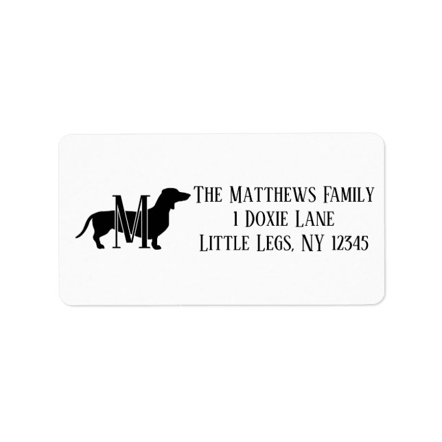 Etiqueta Black & White Dachshund Silhouette (Frente)