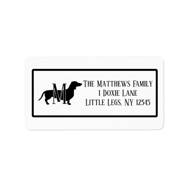 Etiqueta Black & White Dachshund Silhouette Border (Frente)