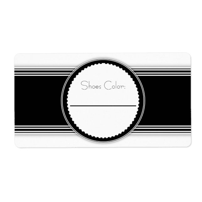 Etiqueta Black & White Elegant Shoe Box Labels (Frente)